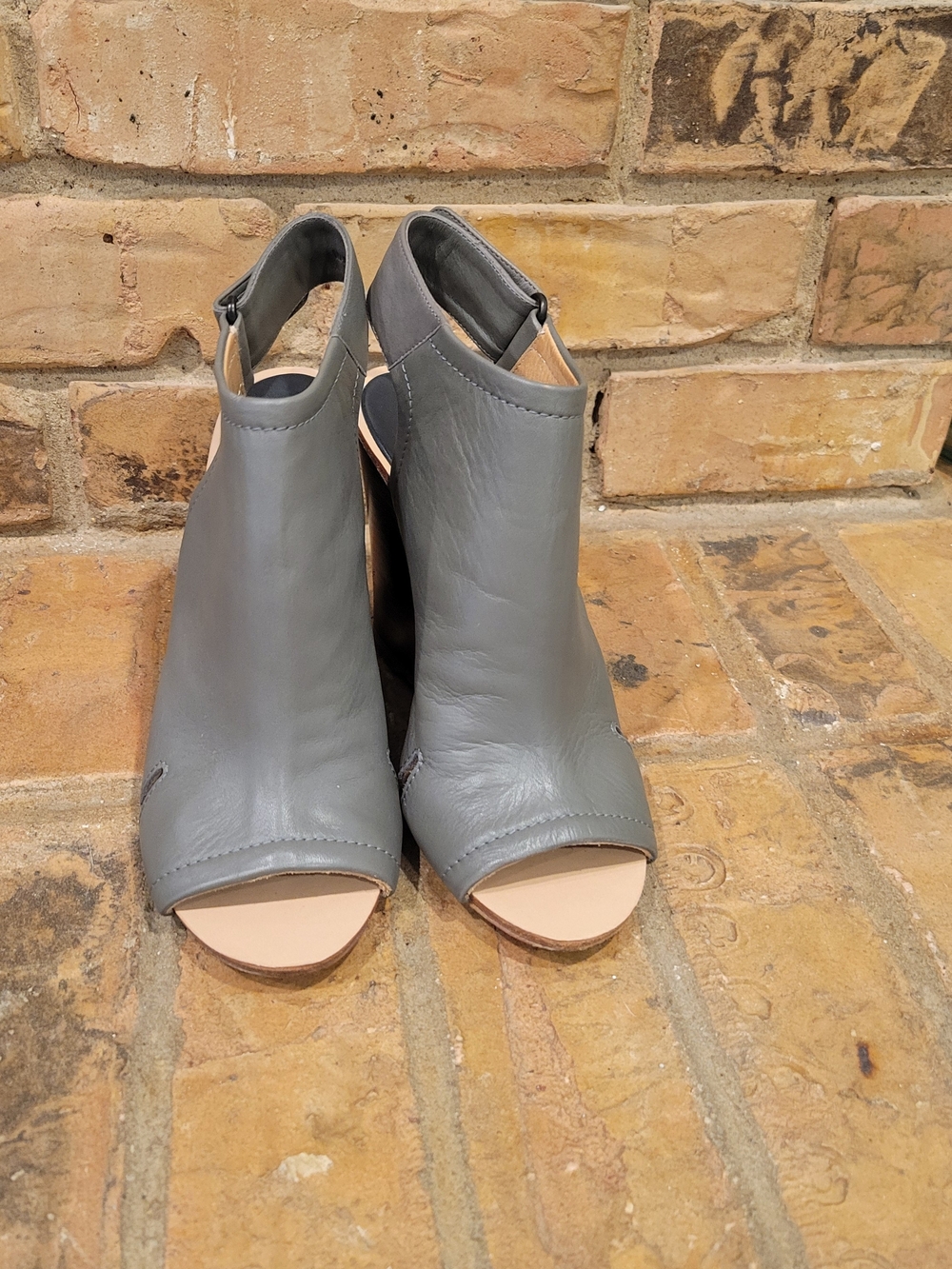 rag & bone Grey Open-Toe Leather Bootie Heels